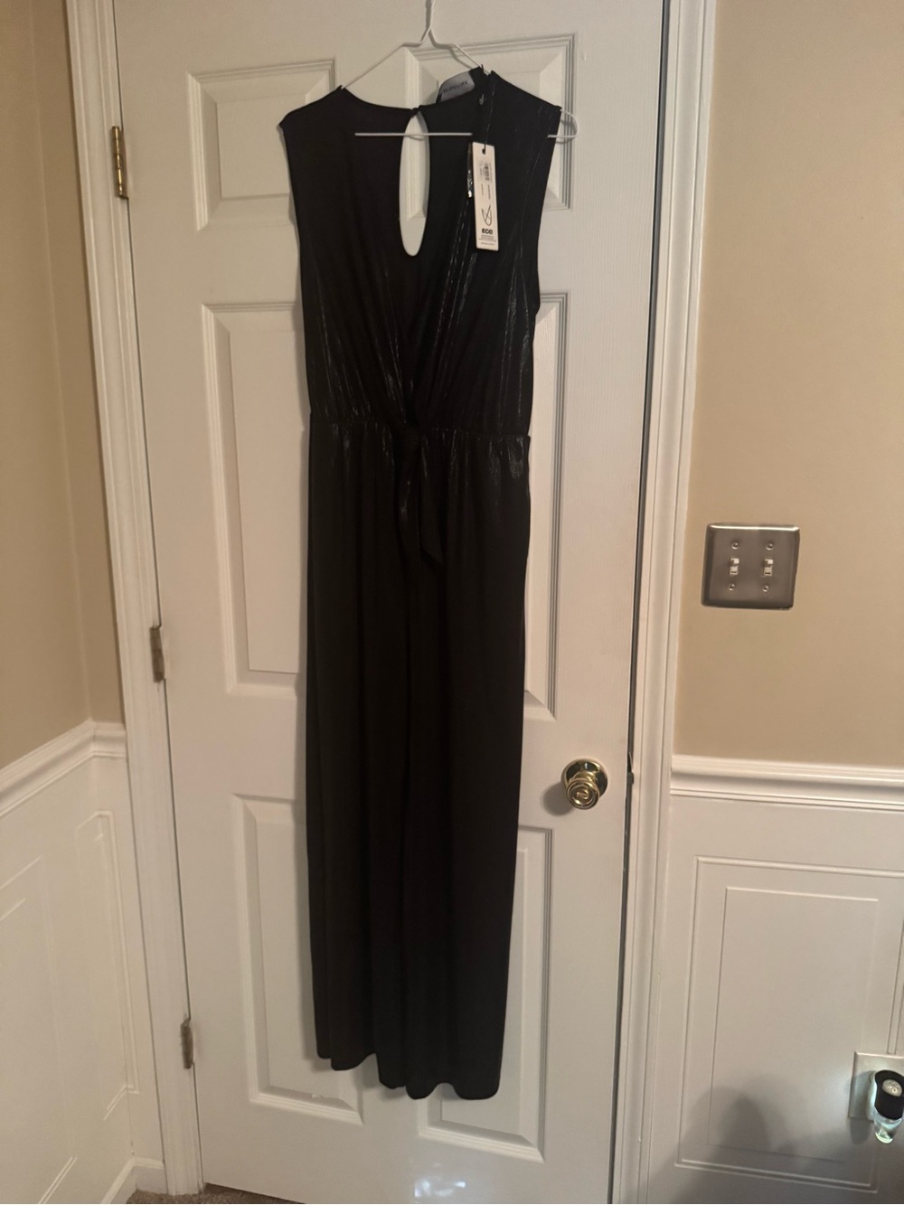 MINKPINK Black Sleeveless Pantsuit with Keyhole Back and wide legs